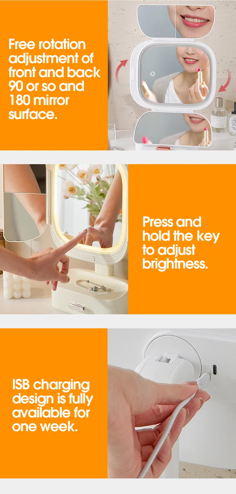 Leslie LED Mirror with Storage Drawer - Milky White