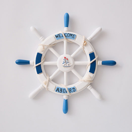 Nautical Wooden Rudder Wall Decor - 34cm (Blue and white rudder)