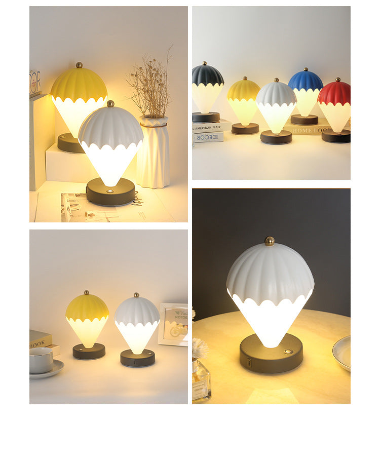Yellow Rechargeable Hot Air Balloon LED Touch Lamp - 3-Color Nordic Style Desk Light
