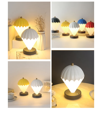 Yellow Rechargeable Hot Air Balloon LED Touch Lamp - 3-Color Nordic Style Desk Light